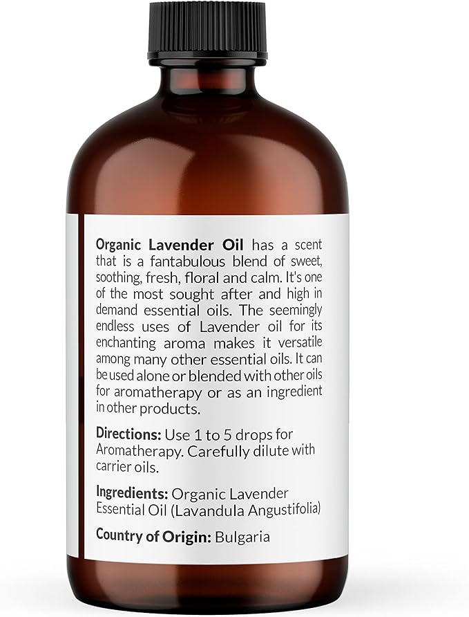 NaturoBliss Organic Lavender Essential Oil, 100% Pure Therapeutic Grade, Premium Quality - 1 fl. Oz / 30 ml - Perfect for Aromatherapy and Relaxation