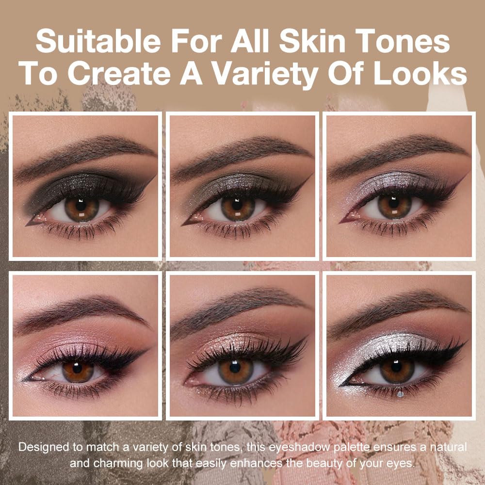 6 Colors Mini Rose Pink Black Eye Shadow Palette Makeup for Older Women, Neutral Matte Shimmer Eyeshadow Palette Highly Pigmented Waterproof, paleta de sombras de ojos, Vegan & Cruelty-free, 03