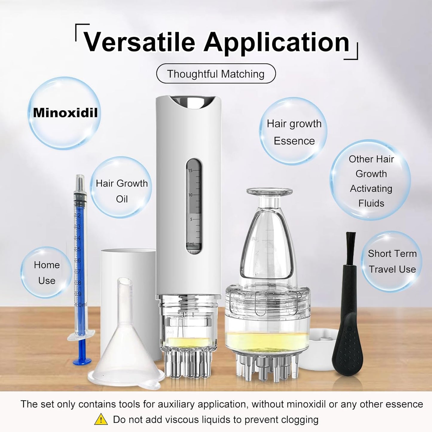 Scalp Applicator Comb,2Pcs Minoxidil Applicator Comb Set,Minoxidil Serum Liquid Massager To Promote Hair Growth,Roller Ball Scalp Massage Comb（White）