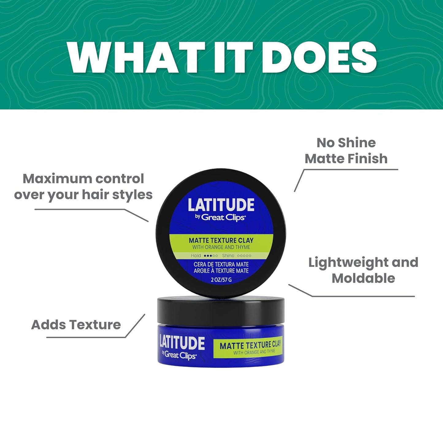 GREAT CLIPS LATITUDE Matte Texture Clay | Hair Gel for Men | Medium Hold + No Shine | 2oz