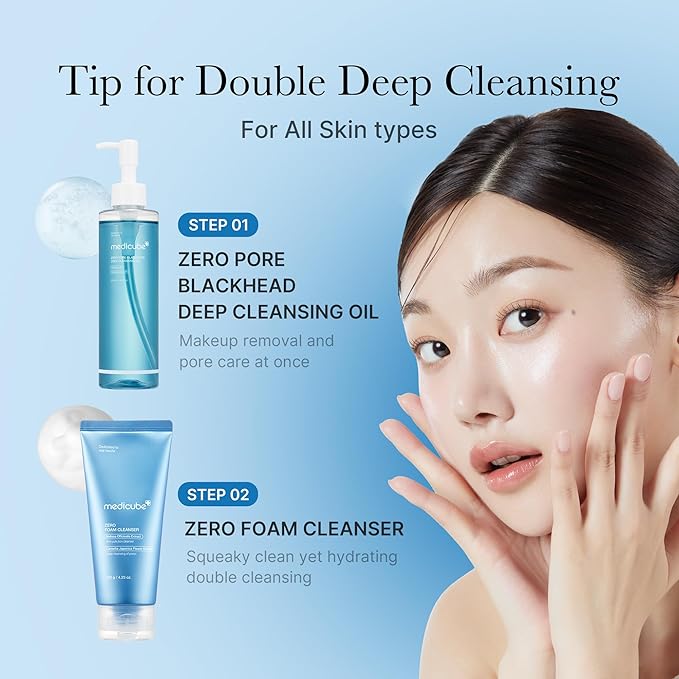 medicube Zero Pore Blackhead Deep Cleansing Oil | Makeup Remover for all skin types, Daily Moisture Facial Cleanser, Low-Irritation | Korean Skin Care (205ml / 6.93 fl.oz)