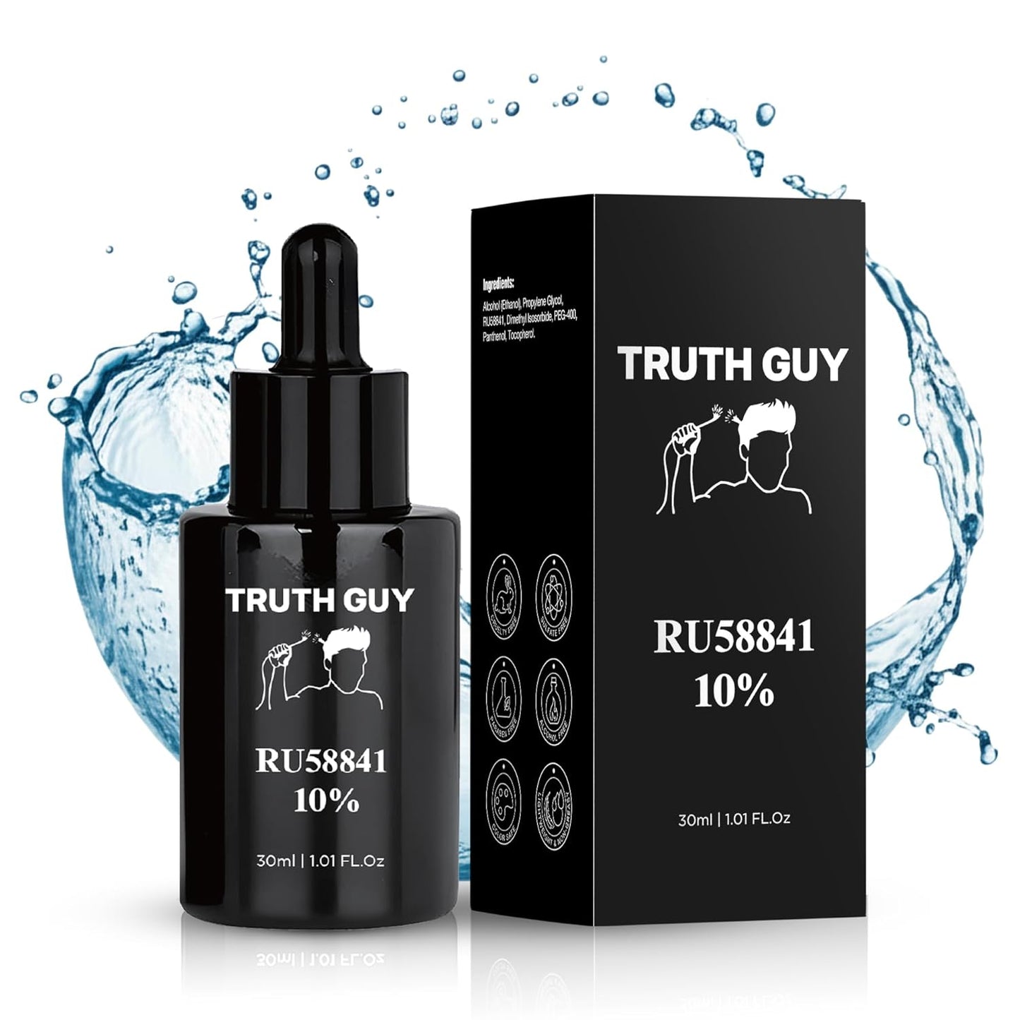 Truth Guy RU58841 10% Hair Serum for Men – Powerful DHT Blocker with Maximum Strength – Targets Male Pattern Thinning and Receding Hairline – Promotes Fuller, Healthier-Looking, Stronger Hair – 30 ml