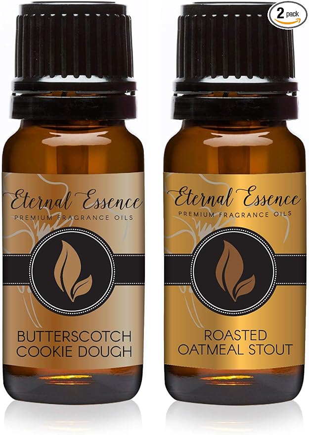 Eternal Essence Oils 2 Pack 10ml Premium Fragrance Oil - Roasted Oatmeal Stout & Butterscotch Cookie Dough - for Candle, Soap Making, Aromatherapy, Diffusers, Home Care, & Humidifiers