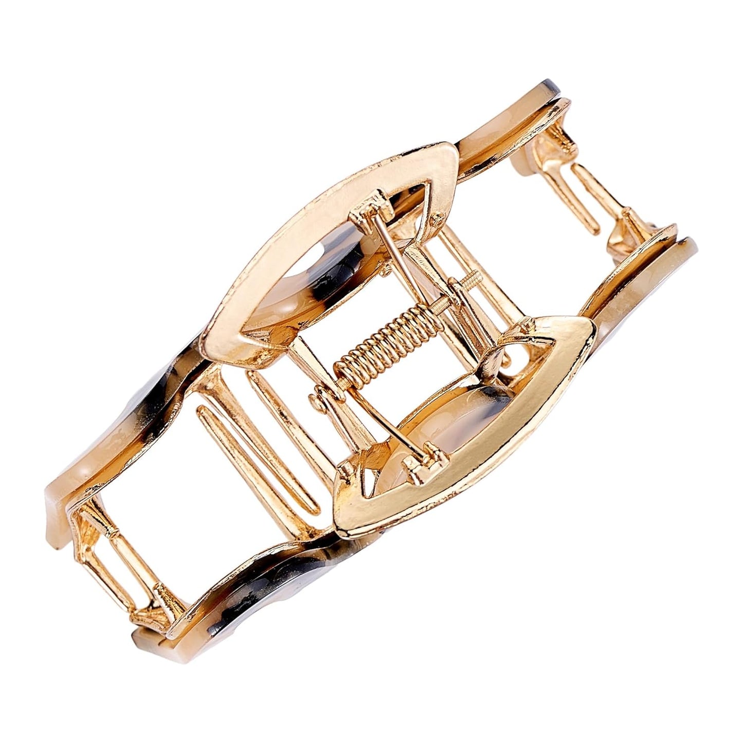 Metal Hair Claws, Leopard Print Hair Clips for Thick Thin Hair Tortoise Shell Cellulose Acetate Non-Slip Hair Catch Barrette Jaw Clamp for Long Hair Fashion Hair Styling Accessories