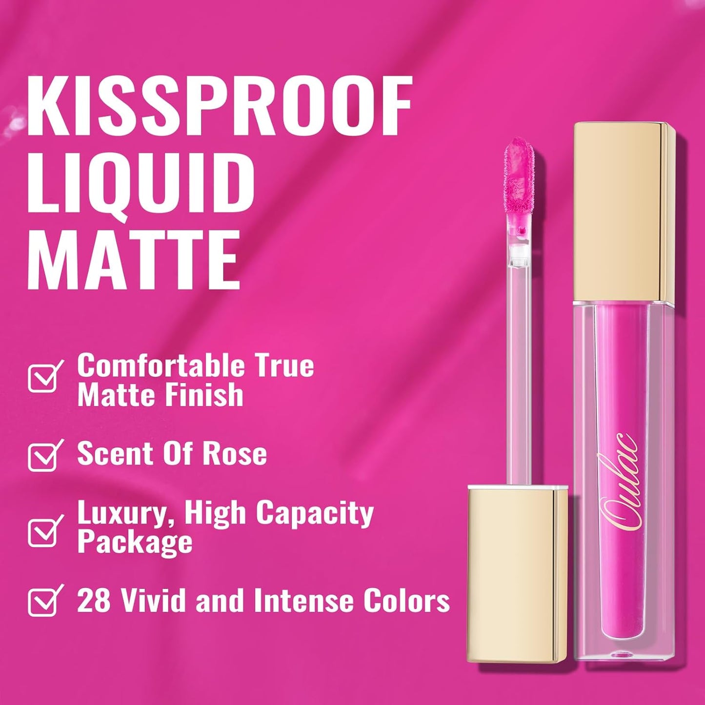 Oulac Matte Pink Lipstick for Women, Long Lasting Liquid Lipstick High Impact Lip Color Full Coverage Lip Makeup with Vitamin E Waterproof Formula,Vegan