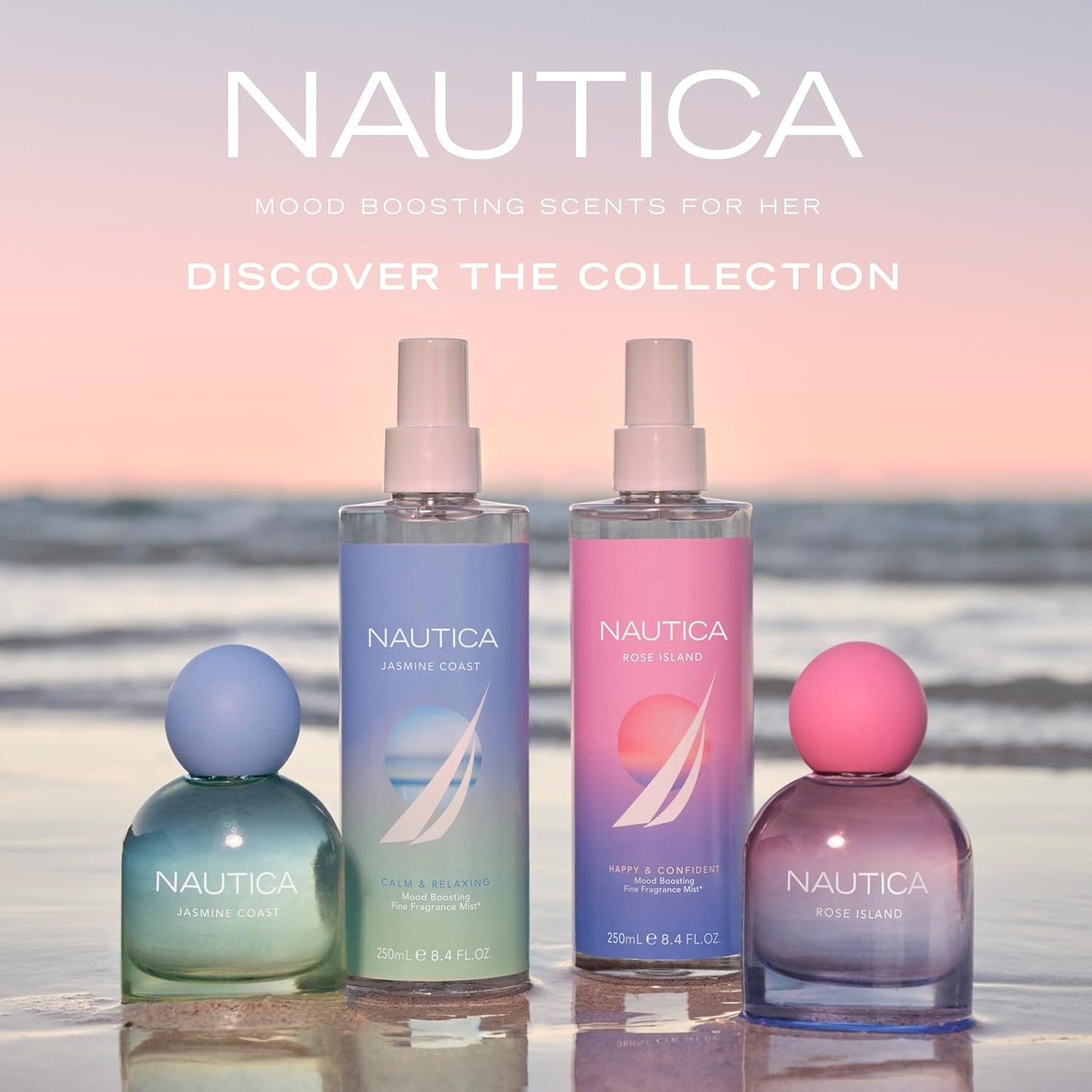 Nautica for Her Rose Island Eau De Parfum, 1.6 Fl Oz (Pack of 1), Notes of Lemon, Rose, and Musk, Women's Fragrance, Long Lasting, Mood-Boosting Fragrance, Vegan Formula