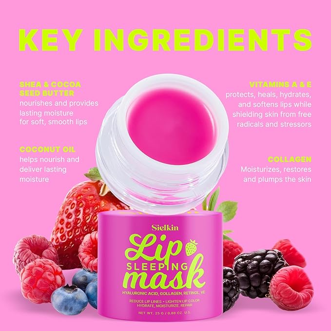 Overnight Lip Mask Lip Butter Balm: 24hrs Hydrating Repair Treatment Lip Sleeping Mask - Hyaluronic Acid/Shea Cocoa Seed Butter/Beeswax/Vitamins for Chapped Dry Lips Care/Moisturizer - Fade Lip Lines