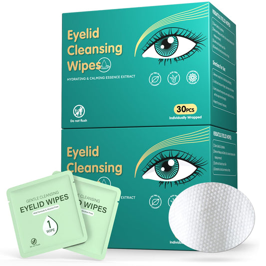 60PCS Eyelid Wipes for Dry Eyes & Blepharitis Relief, Tea Tree Oil Eye CleansingWipes, Soothes Face Cleansing, Dual Use Eyelid & Lash Wipes, Daily Eye Care for Women Men, Travel Essentials
