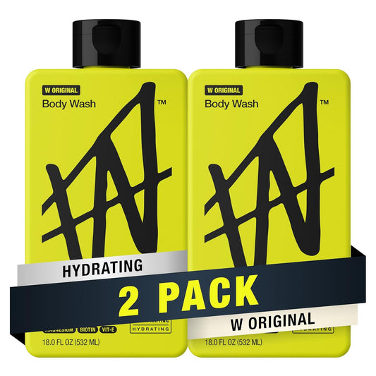 W By Jake Paul Exfoliating Body Wash for Men, Vitamin-Infused, Hydrating Shower Gel, Original, 18 fl oz (Pack of 2)