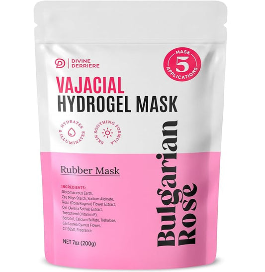 Divine Derriere Vajacial Hydrogel Mask - Premium Modeling Rubber Mask with Bulgarian Rose Petals, Deeply Purifying, & Super Hydrating Hydro jelly Sheet Masks, Peel-Off Jelly Mask Powder Kit