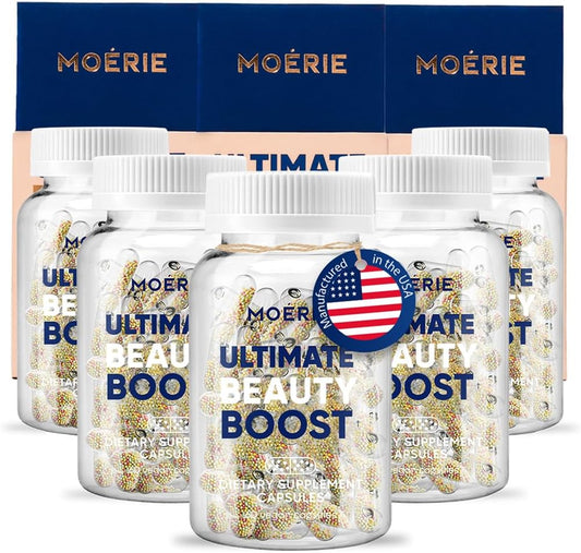 Moerie Hair Growth Supplement for Women & Men - Hair Skin and Nails Vitamins With Biotin, Q10 & Minerals - For Thicker, Fuller Hair & Hair Loss Treatment - Advanced Beadlet Delivery System - 360 Pills