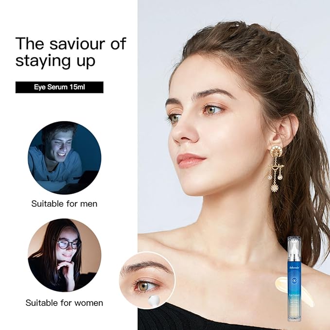 5% Caffeine Eye Serum,Moisturizing Eye Cream with 360° Massage Roller Ball,Anti-Aging Moisturizing Eye Serum for Dark Circles,Reducing Eye Puffiness,Lightening Fine Lines,Lifting and Firming