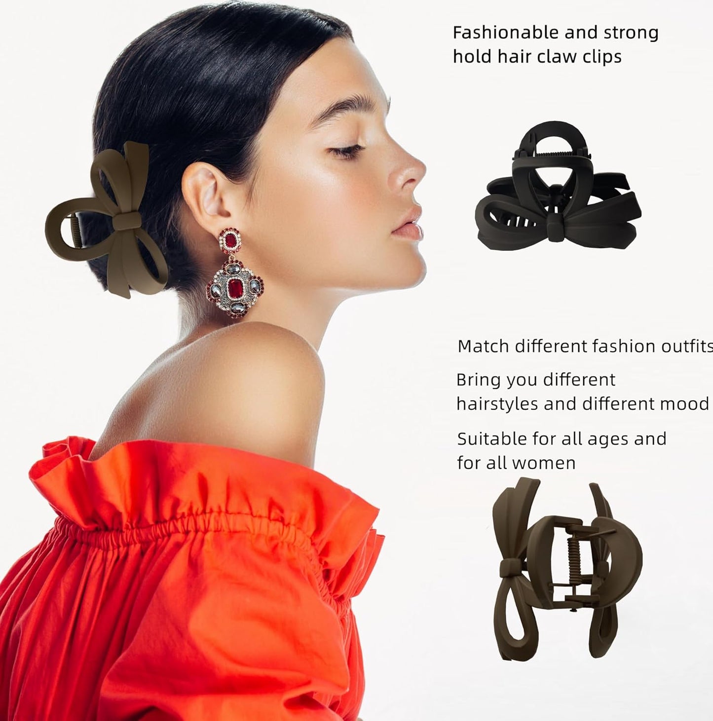 Hair Clip Hair Claw Clips for Women and Girls, Non Slip Strong Hold Tortoise Banana Hair Clips for Thick Hair 4 pcs