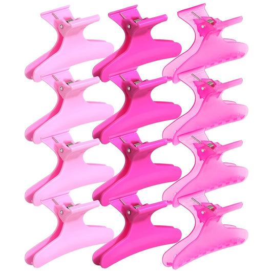 Ondder Pink Butterfly Hair Claw Clips for Styling and Sectioning - Makeup Hair Clamp Clips for Women and Girls