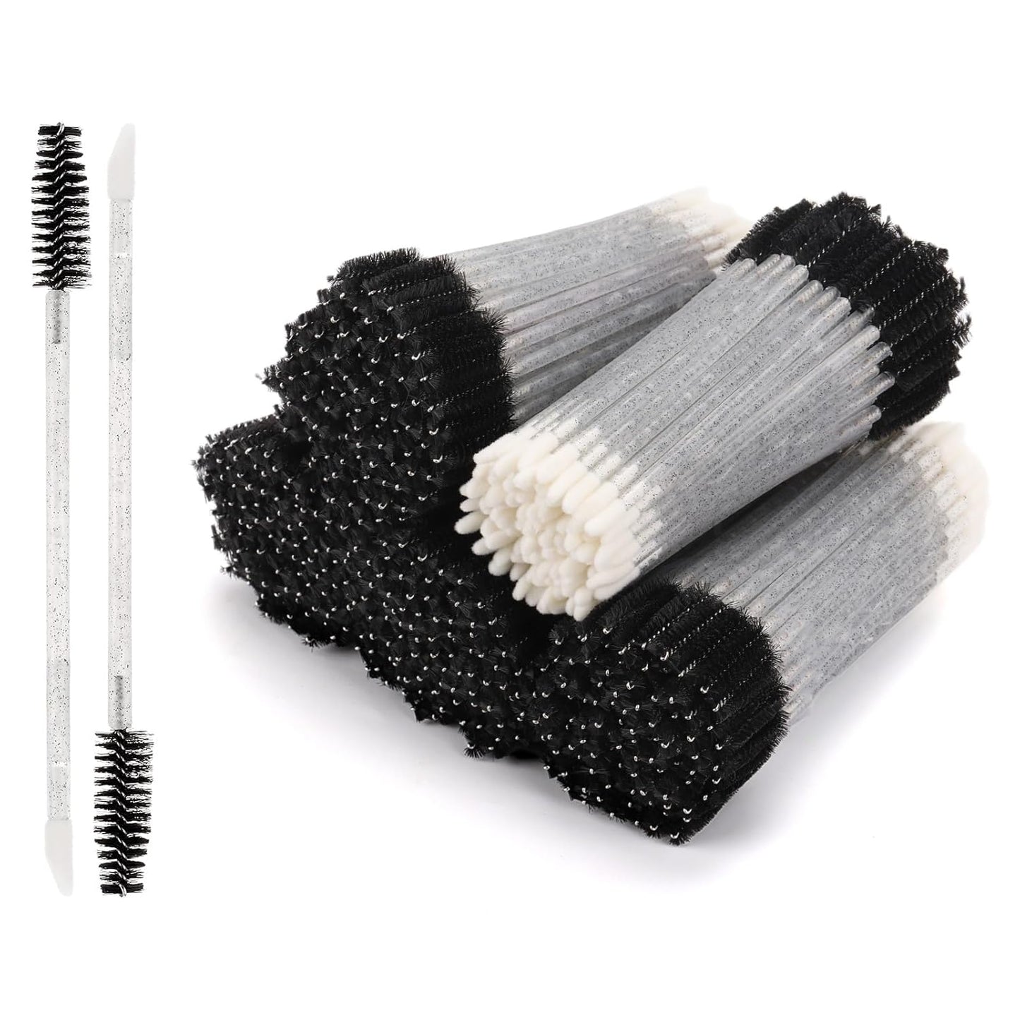 500 Pcs Dual Ended Eyelash Brush Lip Brush, Black Disposable Mascara Wands Lipstick Applicator, Portable Makeup Brush for Eyebrow, Lip