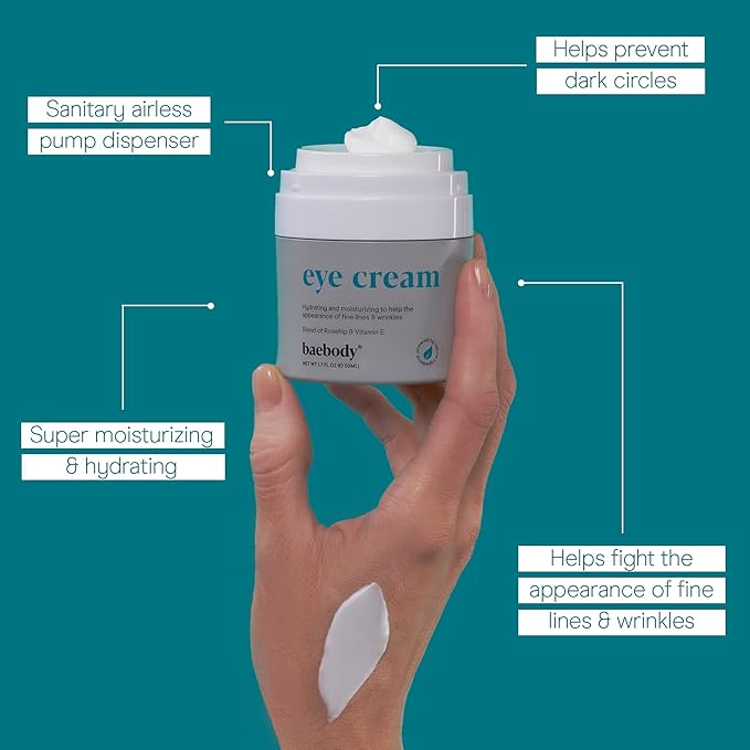 Baebody Critically Acclaimed Eye Cream - Anti Aging Under Eye Cream for Dark Circles - Nourishing Eye Cream for Puffiness and Bags Under Eyes - Day & Night Moisturizer Eye Cream, 1.7 oz