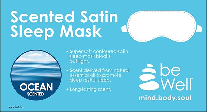 Scented Satin Sleep Mask | Aromatherapy Eye Mask with 4 Soothing Scents (Color Navy/Ocean)…