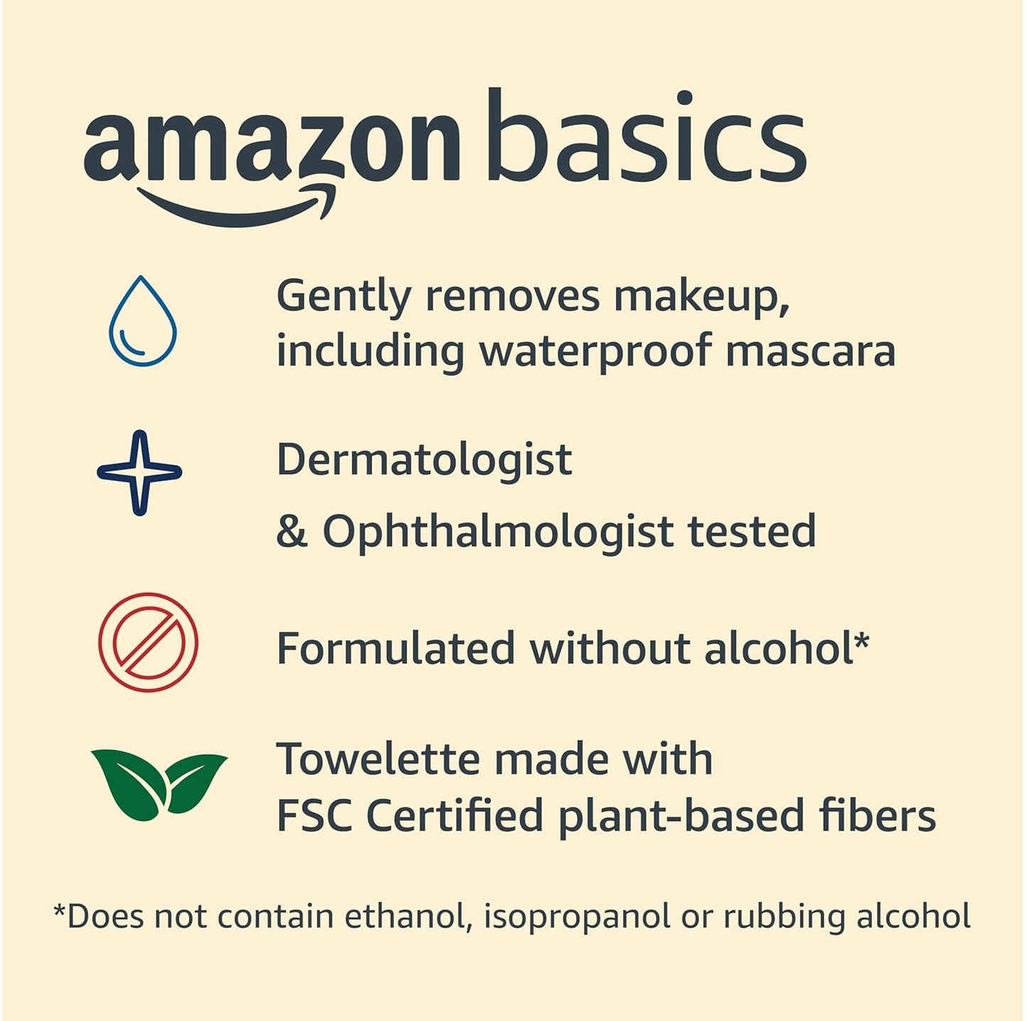 Amazon Basics Makeup Remover Wipes, Fragrance- and Alcohol-Free, Gentle Cleansing, Removes Waterproof Mascara, Dermatologist Tested, 25 Count, Pack of 2
