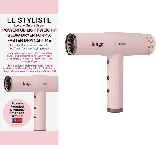 L'ANGE HAIR Le Styliste Luxury Hair Dryer | Quiet Brushless Blow Dryer with Diffuser | 1875 Watts for 4X Faster Drying | Hairdryer with 3 Heat & Speed Settings | Best Hair Dryers for Blowouts