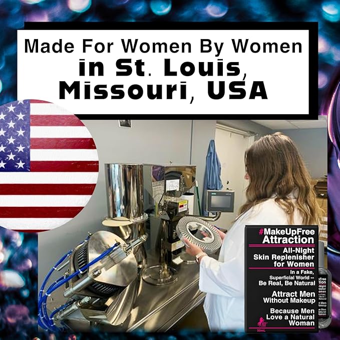 #MakeUpFree Attraction Replenisher for Women, 50mL, Deep Nightly Renewal for Healthy Clear Skin, Anti-Aging, Attract Men Without Makeup, Be Confident. Be Real. Be Natural