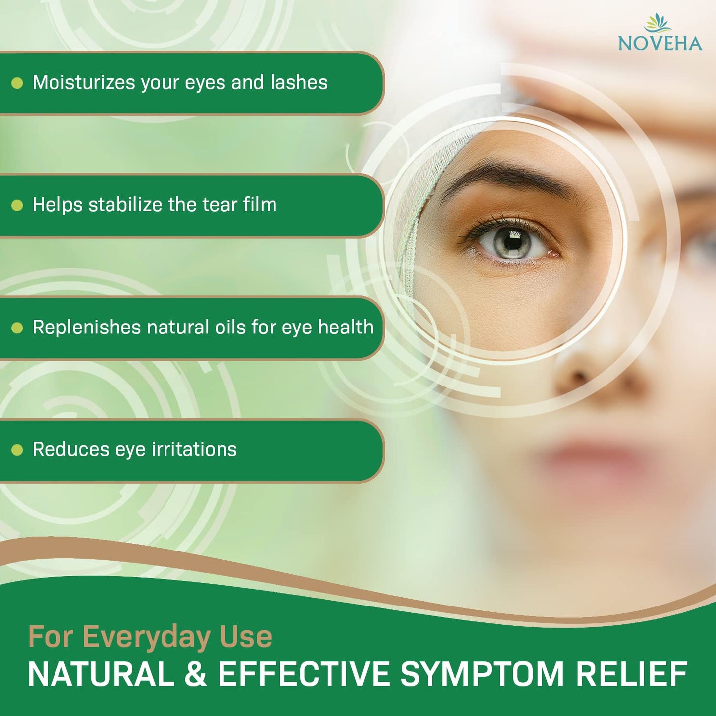 NOVEHA 180PCs Tea Tree & Coconut Oil Eyelid & Lash Wipes | For Demodex, Blepharitis & Itchy Eyes - Effective Eyelash Wipes With Aloe Vera, Natural Makeup Remover & Daily Eye Cleanser - (Pack of 3)