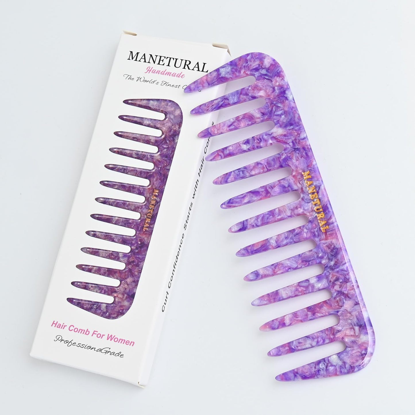 S1 Elegant Wide-Tooth Comb – Lightweight, Travel-Friendly, and Stylish Design for Tangle-Free Hair (Shiny purple)