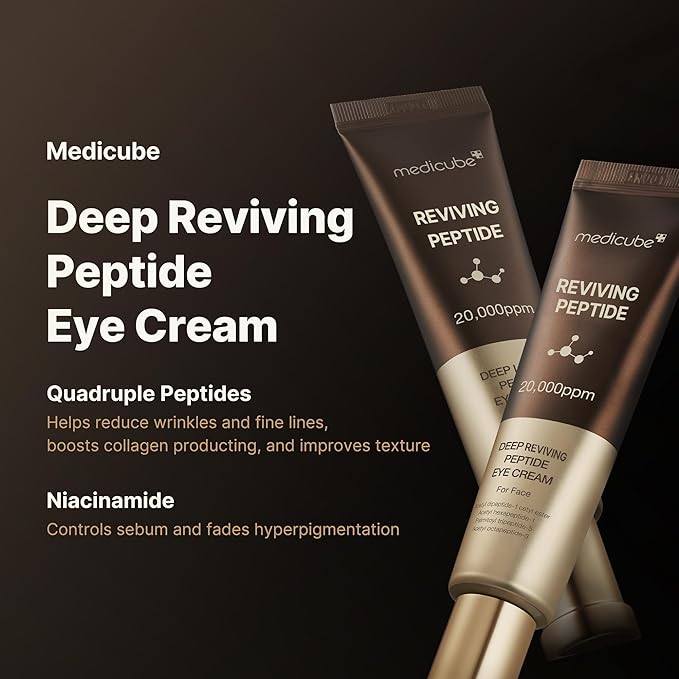 medicube Deep Reviving Peptide Eye Serum 1.01 Fl. Oz., | Eye Treatment Serum with Quadruple Peptides, Niacinamide, and Squalane | Reduces Signs of Aging and Fine Lines