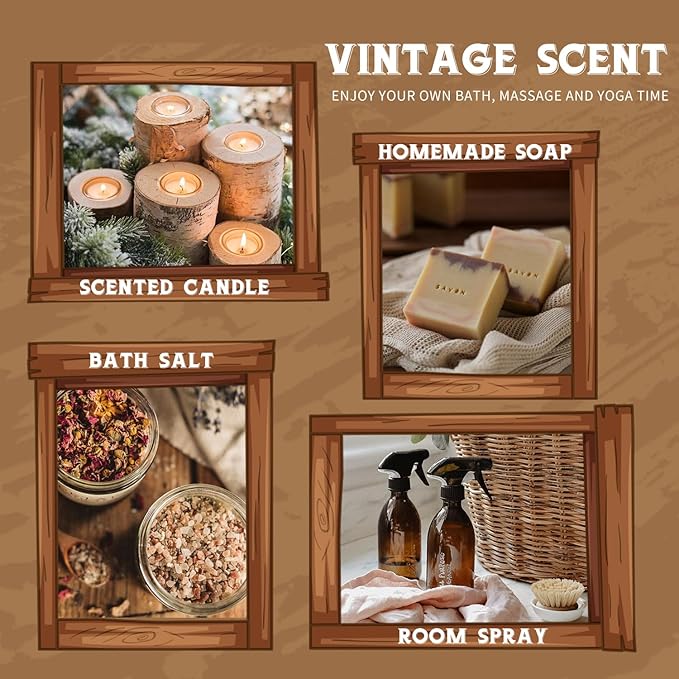 SALUBRITO Woody Fragrance Oils Set, Wood Essential Oil Set for Diffuse, Forest Pine, Sandalwood, Leather, Teakwood, Myrrh, Cedarwood Scented Oil for Candle, Soap Making