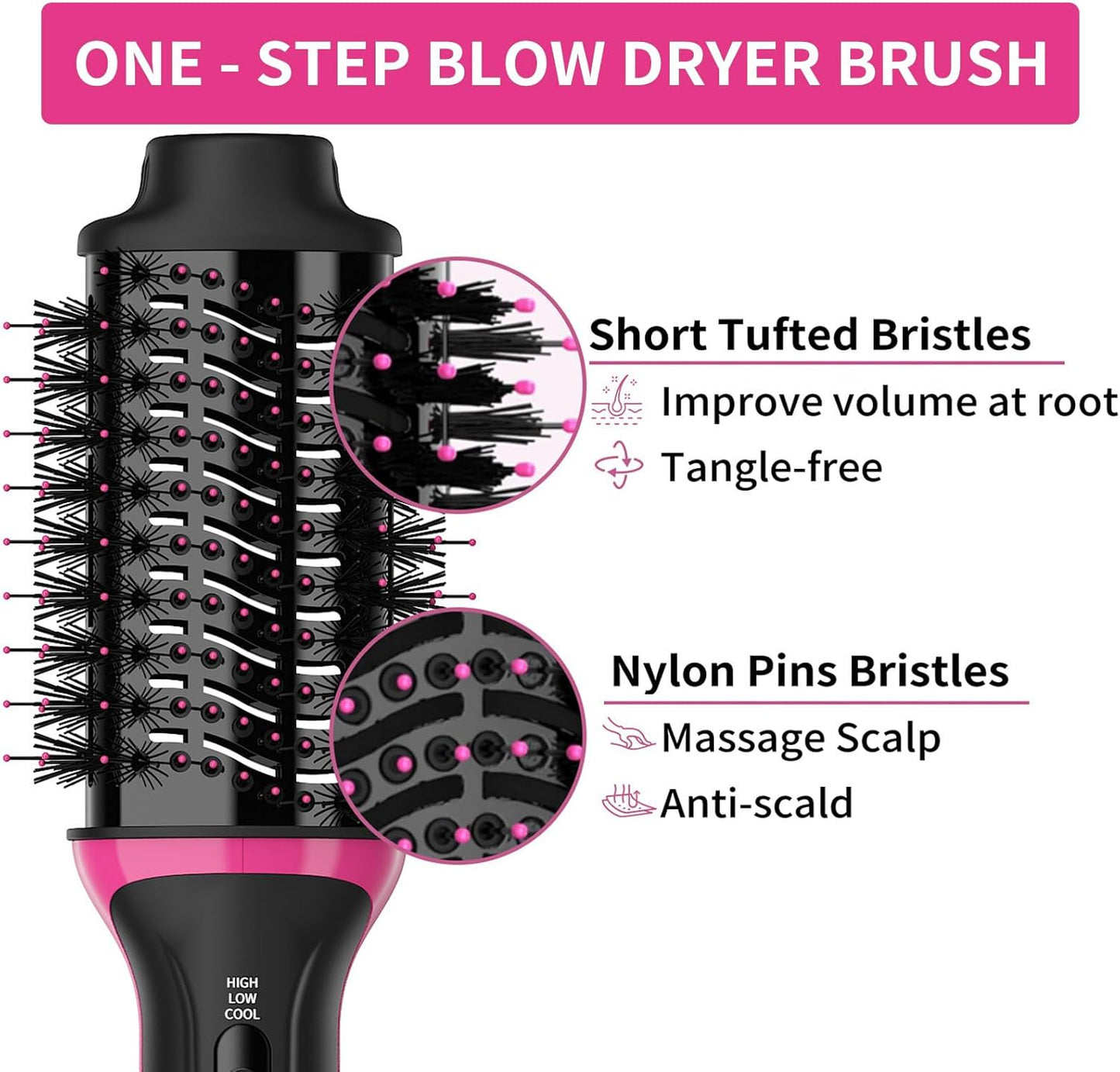 Hair Dryer Brush Blow Dryer Brush in One, Professional Hot Air Brush 4 in 1 One Step Hair Dryer and Styler Volumizer with Negative Ion for Drying, Straightening, Salon for All Hair Types