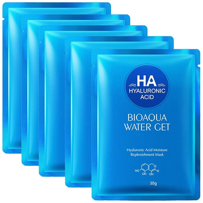 BIOAQUA Hyaluronic Acid Moisturizing Replenishment Facial Mask HA Reduces Acne Deep Cleanse 30g (5 Pack)