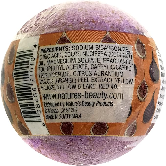 Nature's Beauty Brown Sugar & Fig Bath Bomb Multi-Pack - Natural Hand Crafted, Non-Staining, Luxury Fizzy Spa Bomb, Moisturize Dry Skin, Made w/Orange Extract + Coconut Oil, 4.6 oz (4 Pack)