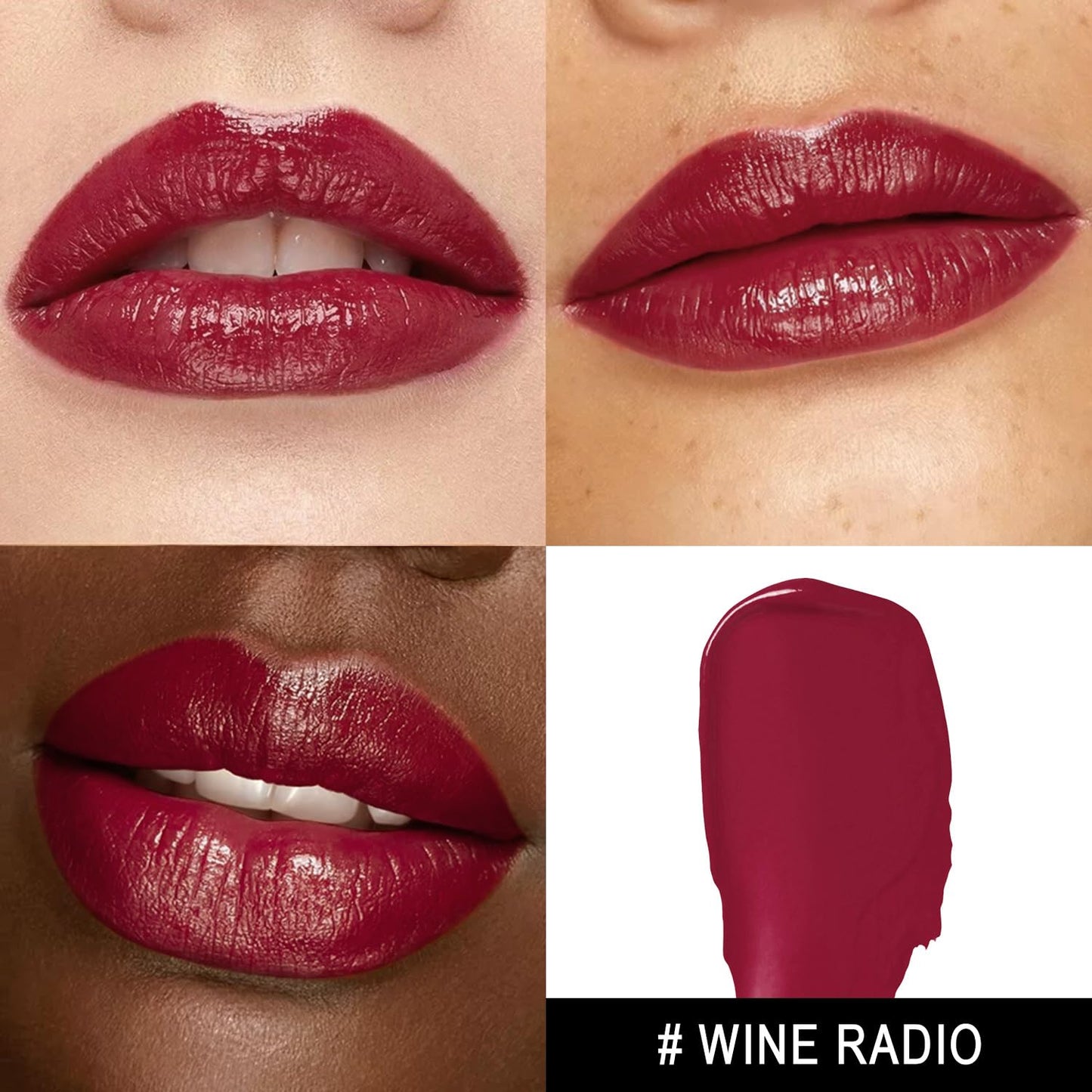 Dark Red Moisture Lipstick for Women Hydrate Tinted Lip Balm for Dry Cracked Lips Glossy Blackberry Lip Color Juicy Finish, MA074 Wine Radio