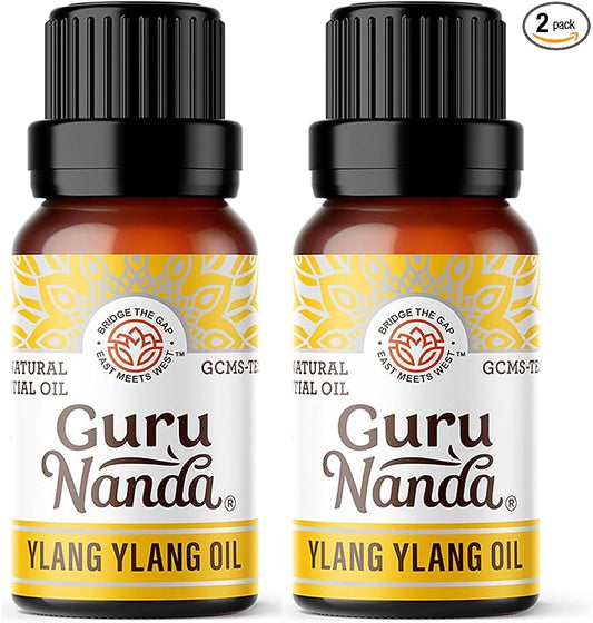 GuruNanda Ylang Ylang Essential Oil (10ml Each) - 100% Pure, Natural and Undiluted Diffuser Oil for Aromatherapy, Massages & DIY Recipes - 2 Pack