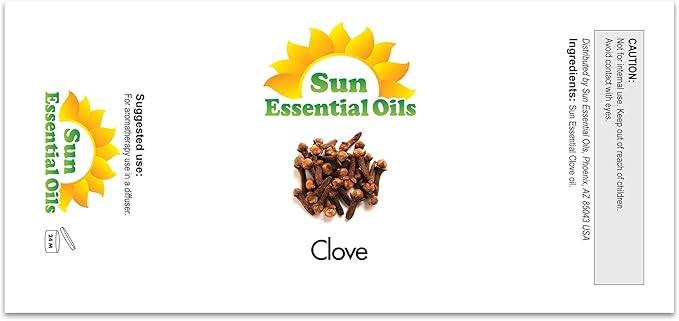 Sun Essential Oils Clove Essential Oil 4 oz with Dropper for Diffuser, Skin & Aromatherapy
