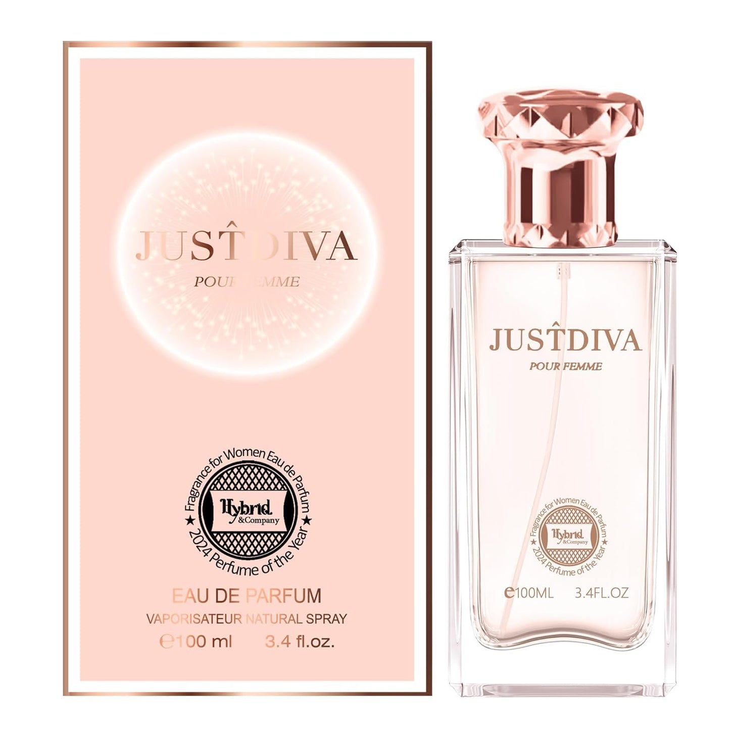 Hybrid & Company Women Justdiva Pour Femme Eau De Parfum Vaporisateur Natural Spray 3.4 Fl Oz