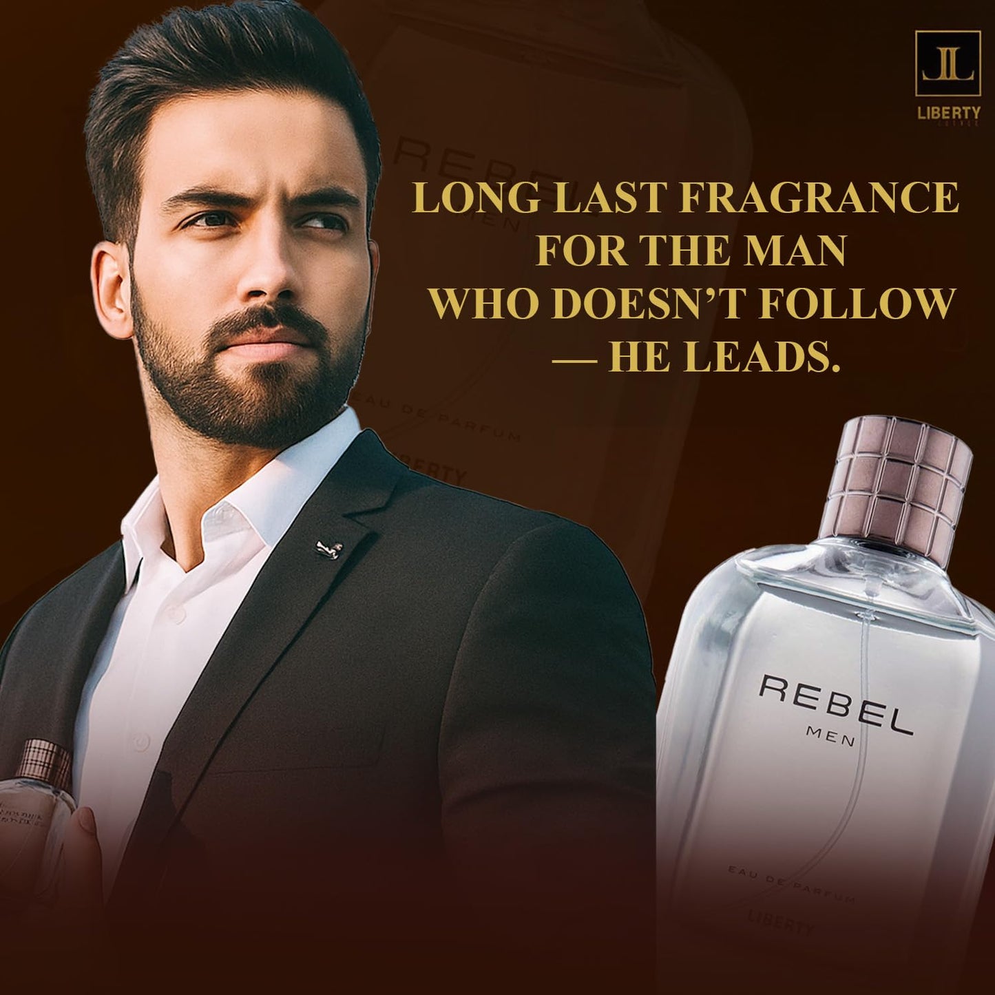 Liberty Luxury Rebel Perfume for Men 100ml, Powerful Long Lasting Eau De Parfum with Spicy Woody Notes Masculine Fragrance for the Modern Rule Breaker, men cologne, Gift For Men,100ml