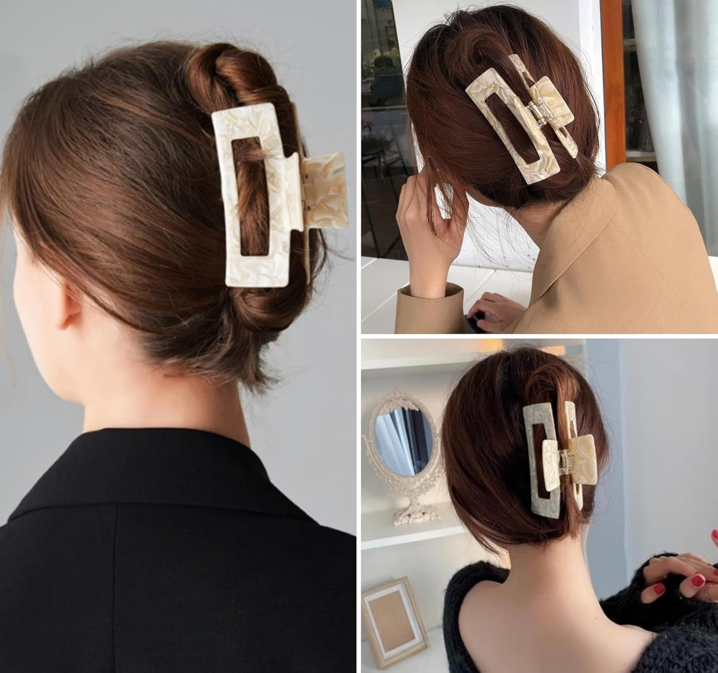 Large Tortoise Shell Claw Clip 4.1 Inch Cellulose Acetate Hair Claw, 2 Pack Banana Clips Hair Claw Clips for Thick Curly Hair, Hair Jaw Clamp Fashion Hair Accessories for Women Ladies