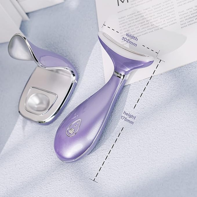 Lily Neck Face Massager, Skin Rejuvenation Beauty Massager, 3-in-1 at-Home Facial Spa Tool, Lifting, Toning and Tightening for a Radiant Appearance (Lavender Violet)
