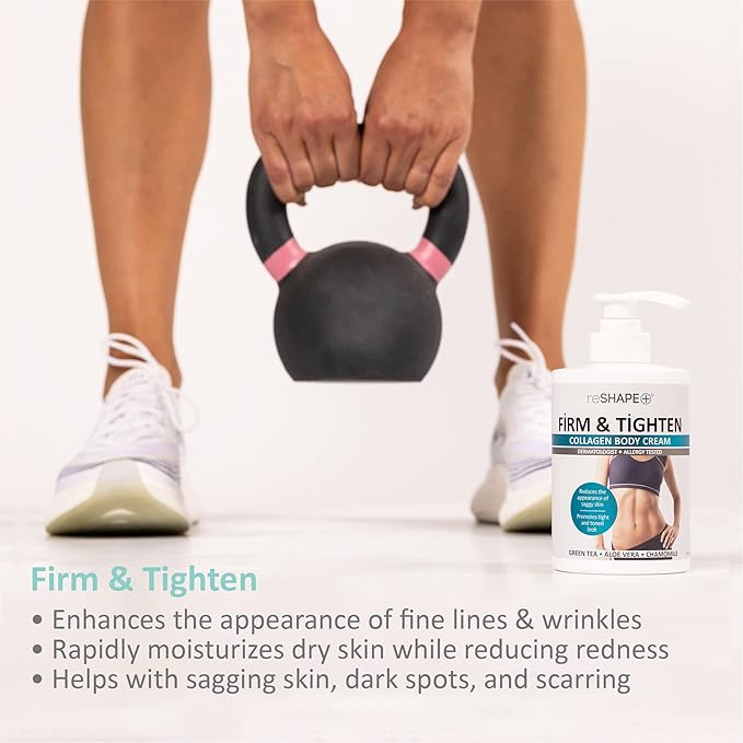 Reshape+ Collagen Firming Cream + Vitamin C Hydrating Body Oil Set for Arms, Legs, Back, Tummy - Skin Care Set