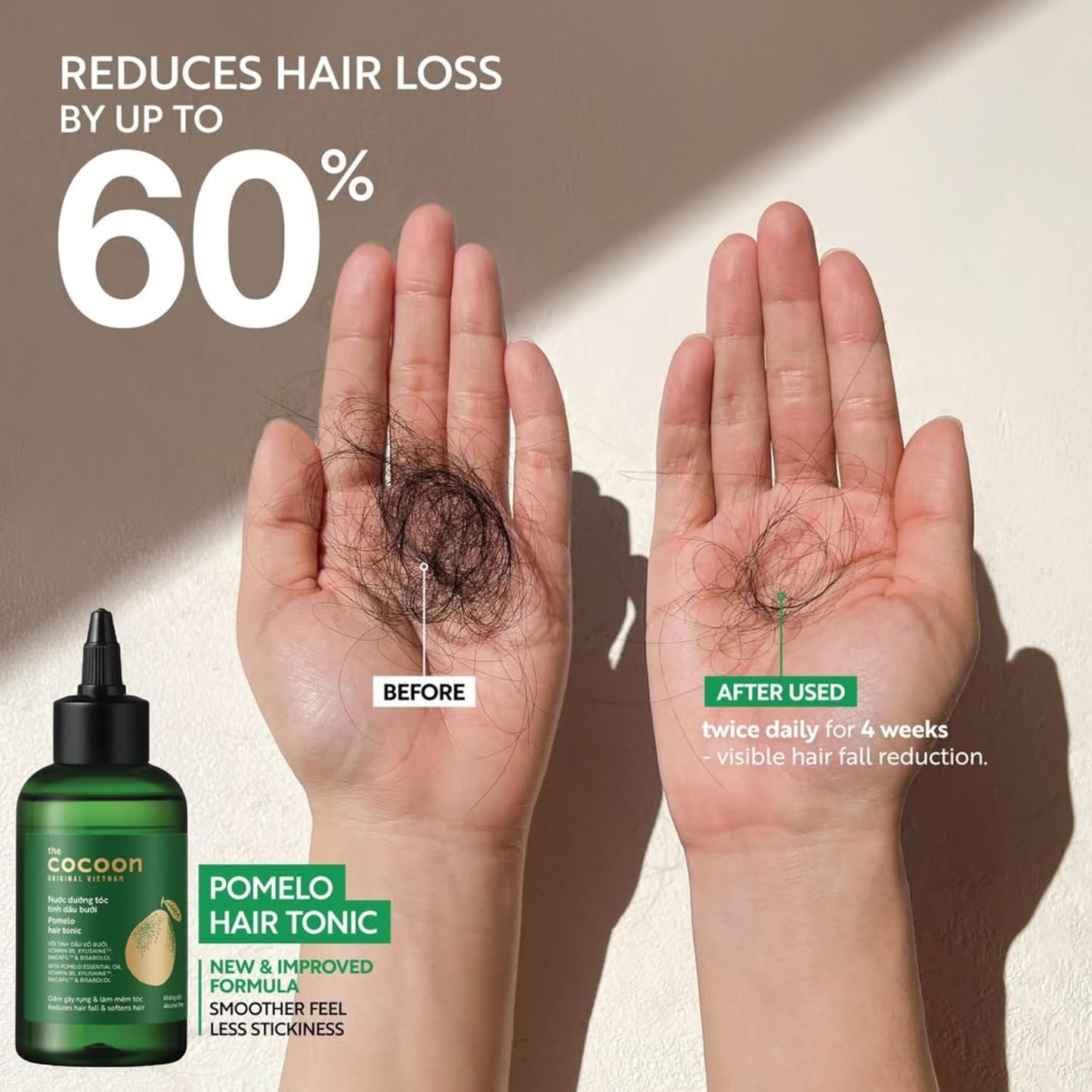 Cocoon Pomelo Oil Hair Tonic. 100% Vegan Scalp Serum Treatment for Thinning, Damaged & Breakage Hair | Soften, Reduce Hair Loss & Promote Hair Growth (4.73 fl oz Each) (3 Boxes)