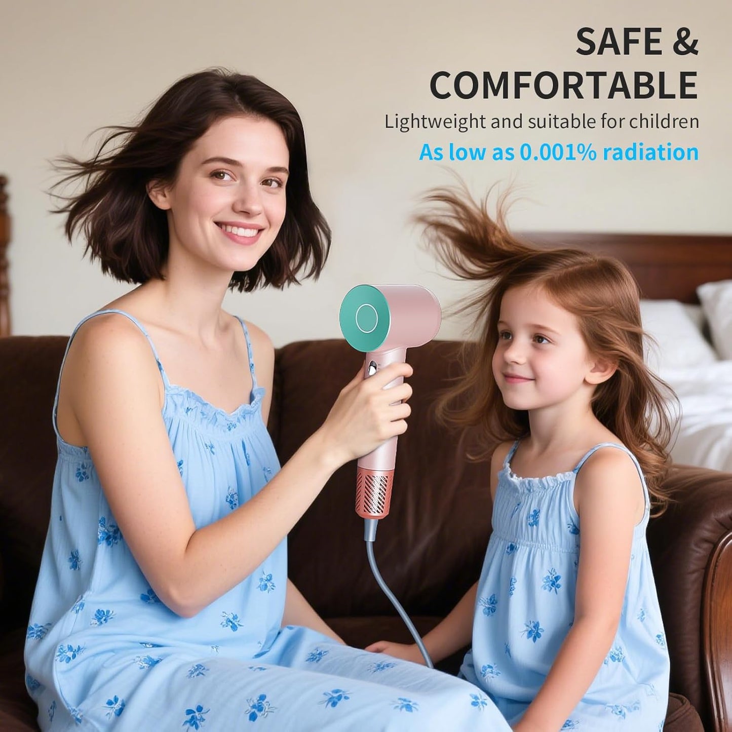 Infrared Ionic Hair Dryer with Magnetic Nozzle - 1600W Voltage Blow Dryer for Women, Fast Drying, Frizz Control, Lightweight & Low Noise, Red Light & Negative Ions, for All Hair Types