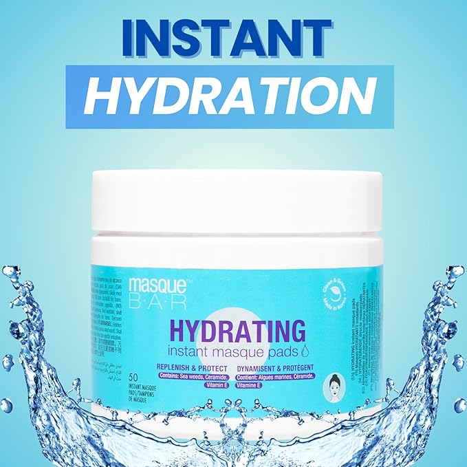 masque BAR Hydrating Instant Masque Pads with Sea Weed, Ceramide & Vitamin E, Moisture Locking Formula for a Radiant Skin, Skin Calming Instant Mask Pads for Face- Korean Skincare- 50 pads