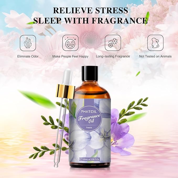 3.38FL.OZ Freesia Fragrance Oils for Aromatherapy, Essential Oils for Diffusers for Home, Perfect for Diffuser, DIY Candle and Soap Making, DIY Scented Products - 100ml