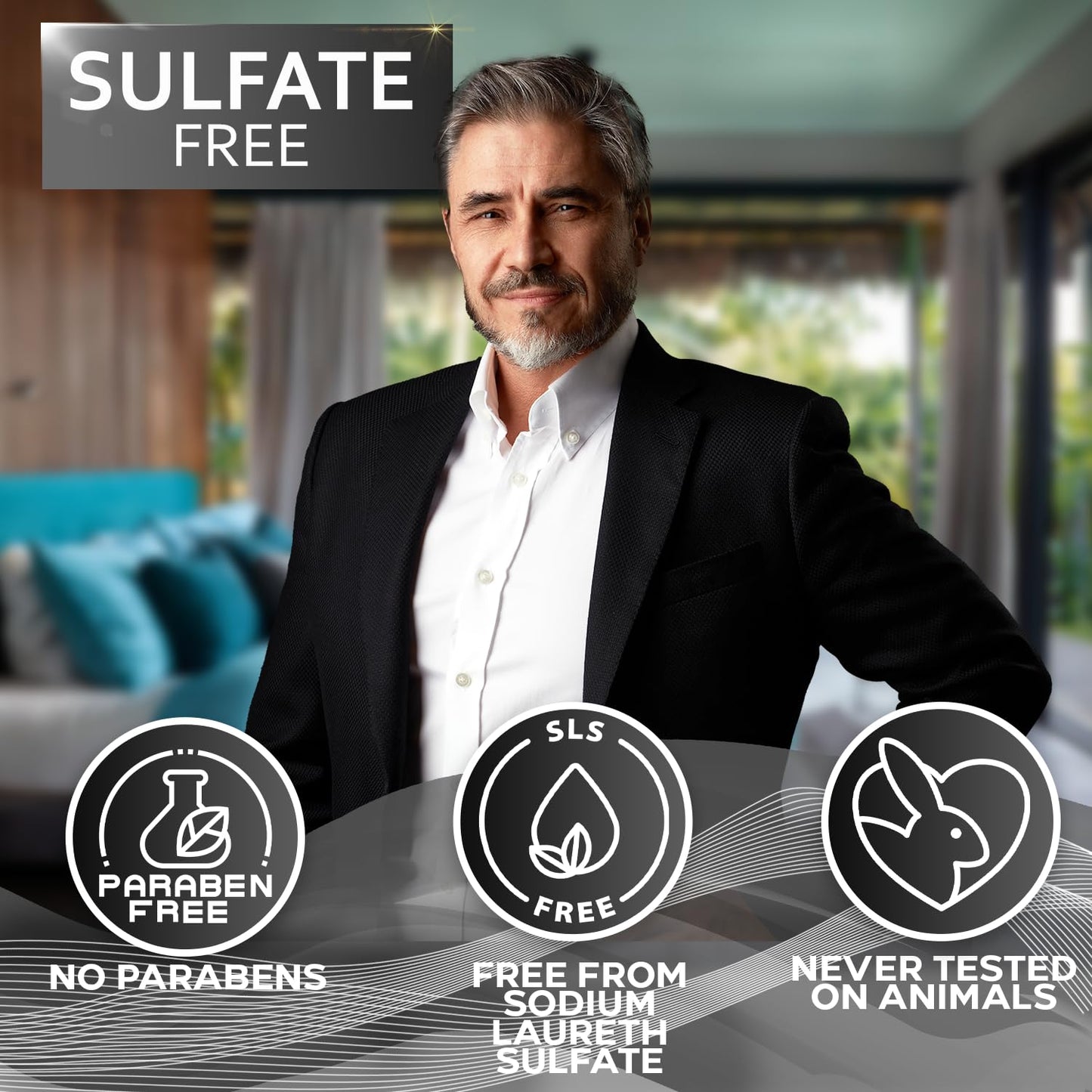 Mens Shampoo and Conditioner Set - Sulfate Free and Clarifying - For Men with Oily to Normal Hair - Moisturizing and Thickening - Biotin, Keratin, Tea Tree Oil, Caffeine and Peppermint for Dandruff