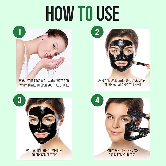 Black Head Remover for Face - Peel Off Charcoal Black Mask, Pore Remover for Nose Deep Cleansing, Pore Remover, Deep Cleansing Blackhead Pores Acne, for All Skin Types