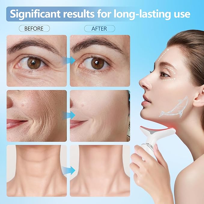 2025New Neck Face Massager, Face Sculpting Tool, 3 Modes and Vibration for Facial Massager for Double - Chin Wrinkle,Daily Home Use (White)