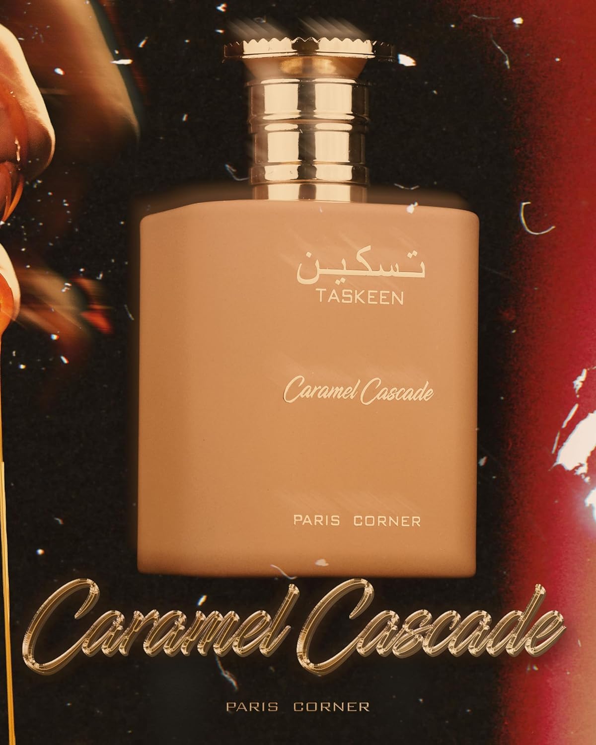 Paris Corner | Taskeen Caramel Cascade EDP - 3.4 Fl Oz | Sweet Elegance Perfume for Women and Men | Unisex Fragrance Featuring Caramel, Milk, Tonka Bean & Honey
