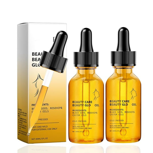 2pcs Black Seed Oil, Rosehip Oil, Castor Oil Organic Cold Pressed for Face - Hydrating Facial Oil,Essential Oils for Women - Anti Aging Serum for Face - Reduces Wrinkles & Fine Lines