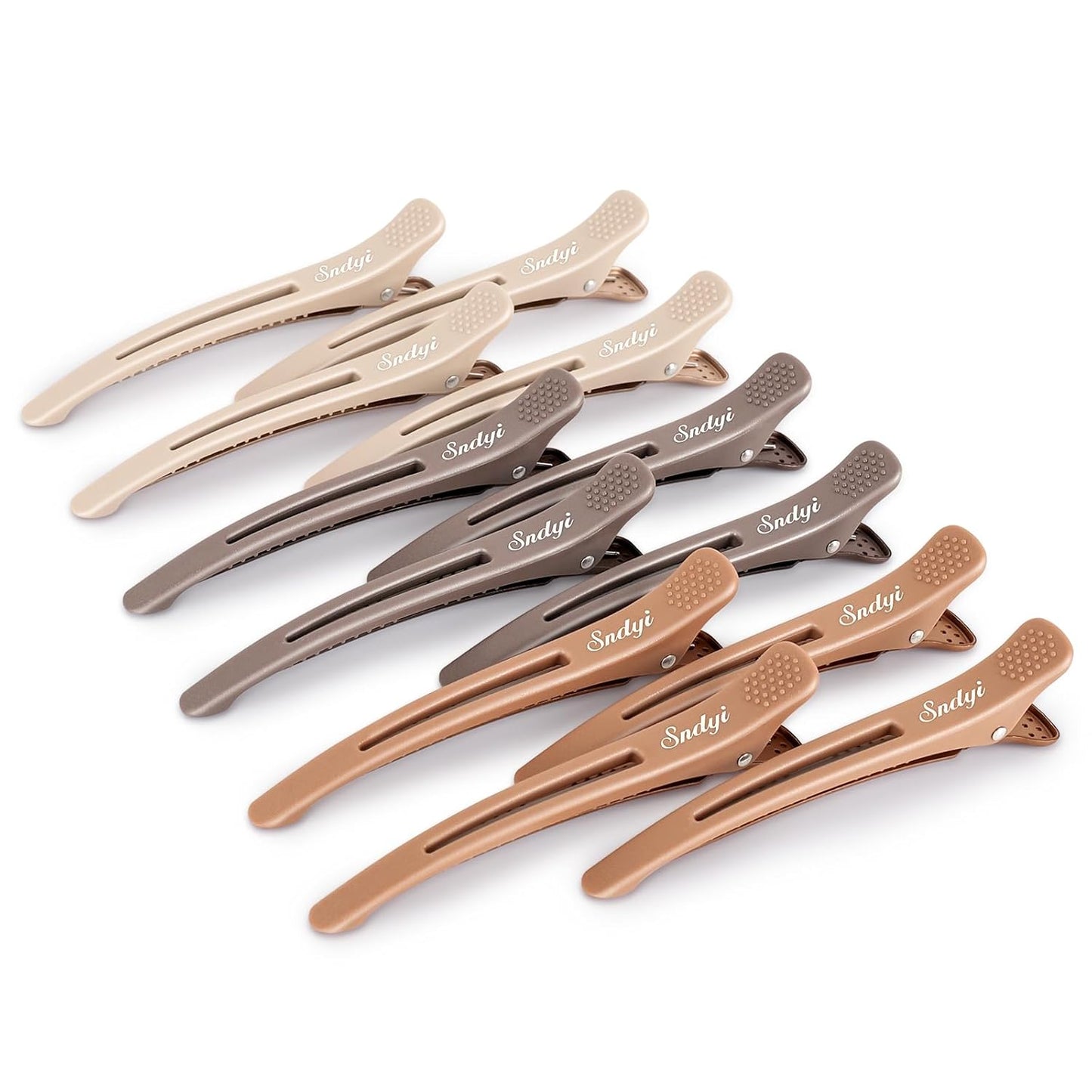 Sndyi 12pcs Neutral Hair Clips for Styling Sectioning - Non Slip Duck Billed With Silicone Band, Roller Clips, Salon Cutting Clips for Hairdresser, Barber, Women, Men