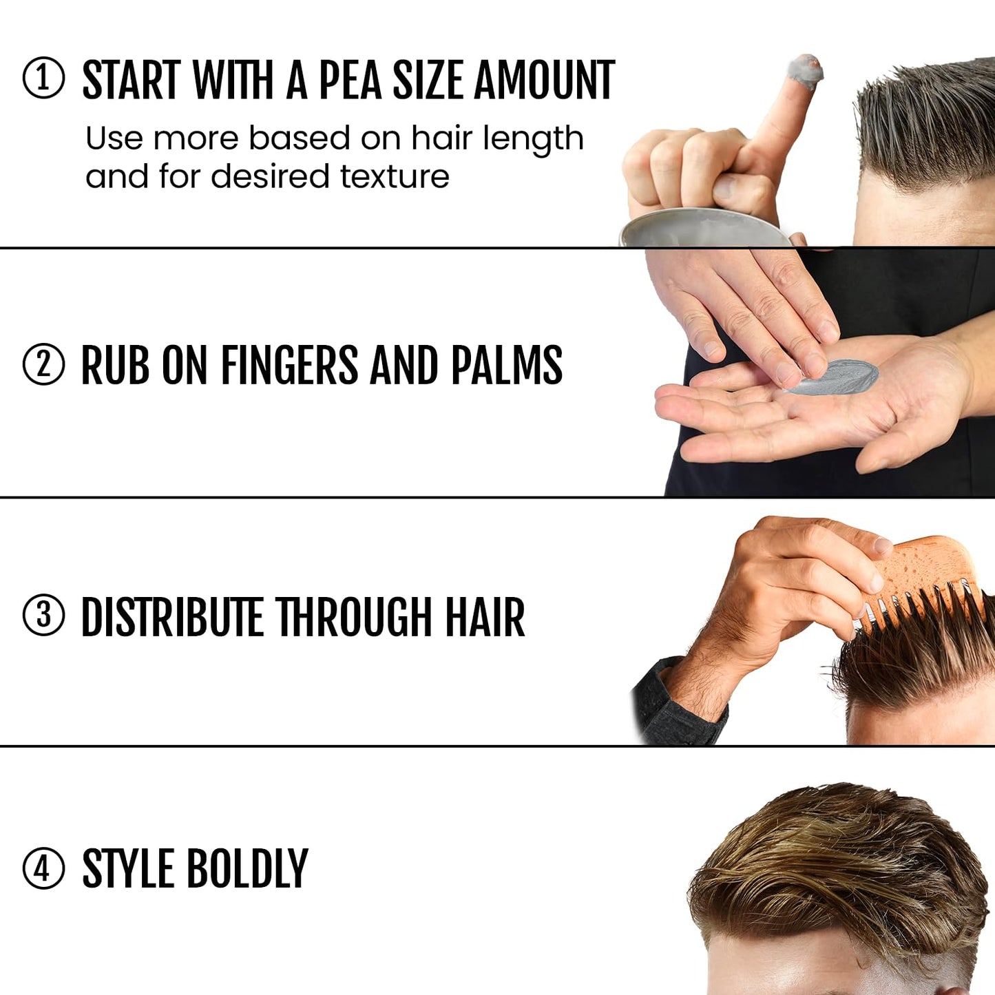 Rascal Nori Clay - Hair Styling Clay for Medium Shine & Strong Hold, Cruelty-Free, Paraben-Free, Made in USA, Ideal for All Hair Types, Made with Charcoal Powder, Aloe Leaf Juice, & Beeswax - 3.4 Oz